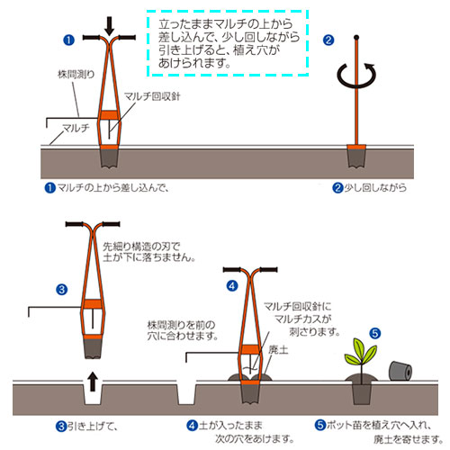 種まき機 穴あけ器 手動 シーダーセット 播種機 穴掘り 野菜