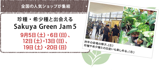 Sakuya Green Jam 5 ９月５日（土）・６日（日）、12日（土）・13日（日）、19日（土）・20日（日）